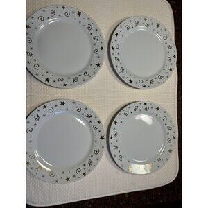 Pampered Chef  8" Dessert Plates Set‎ of 4 Celebration Pattern From 1996 Retired